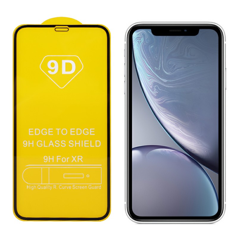 Full Cover Screen Protector Screen Protective Film Tempered Glass for iPhone XR - Black