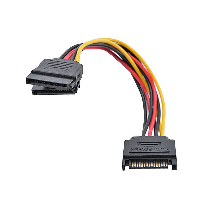 SATA 15 Pin Male to 2 x 15 Pin Female SATA 15 Pin 1 to 2 Power Extension Y Splitter Cable