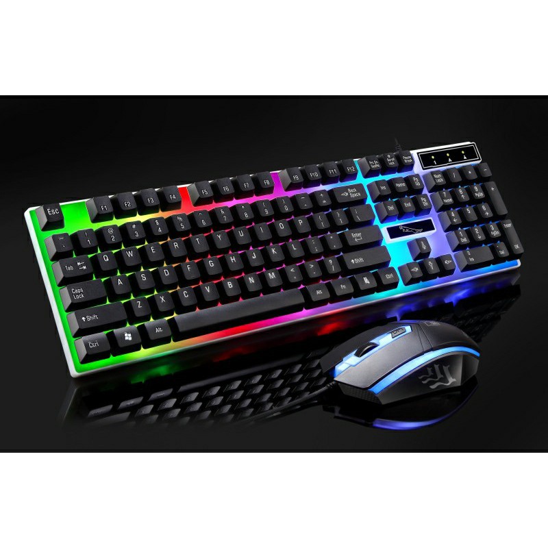 G21 Desktop LED Color Backlit Computer PC Keyboards USB Cable Wired Keyboard with Mouse