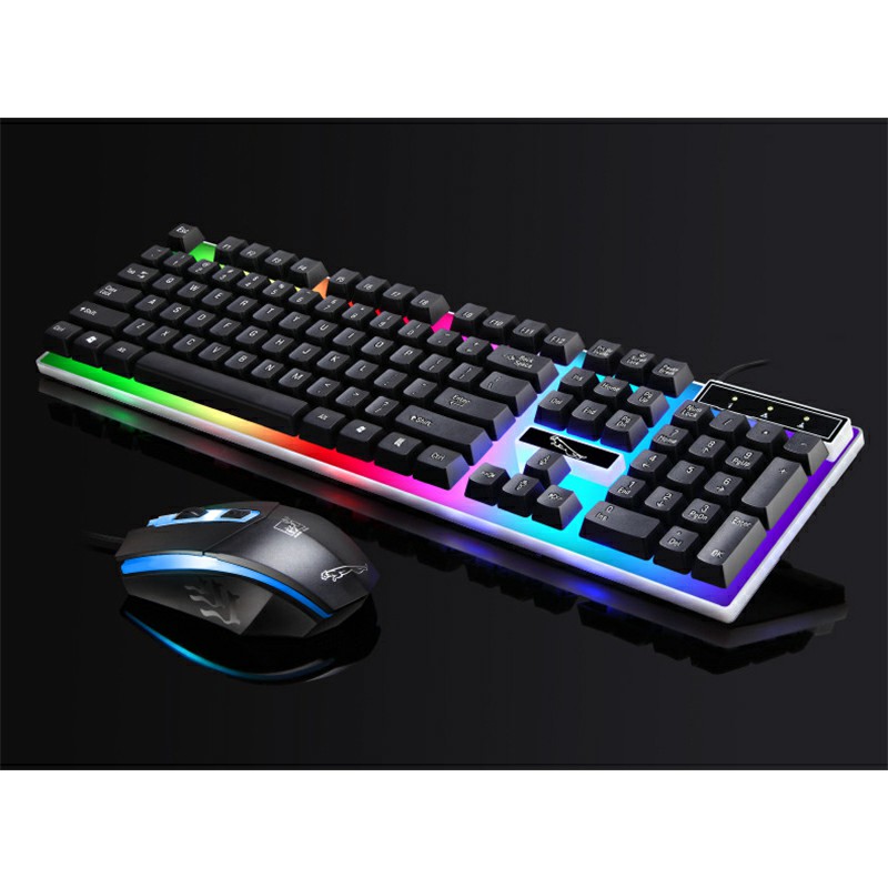 G21 Desktop LED Color Backlit Computer PC Keyboards USB Cable Wired Keyboard with Mouse