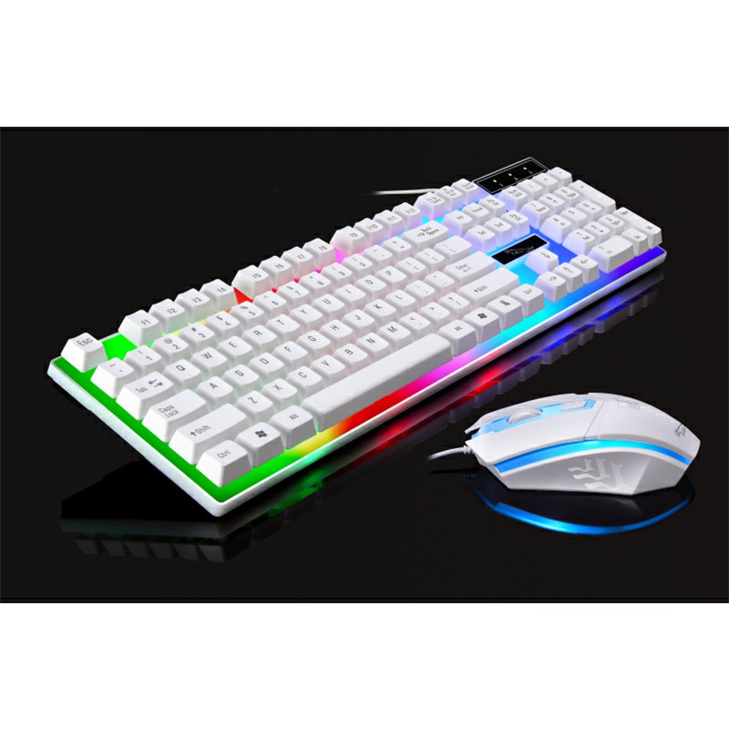 G21 Desktop LED Color Backlit Computer PC Keyboards USB Cable Wired Keyboard with Mouse