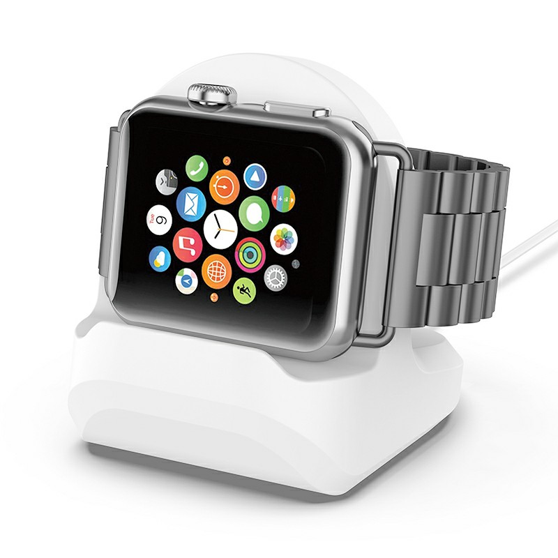 A Plastic Lightweight Compact Stand Foundation for Apple Watch Charging Station - White