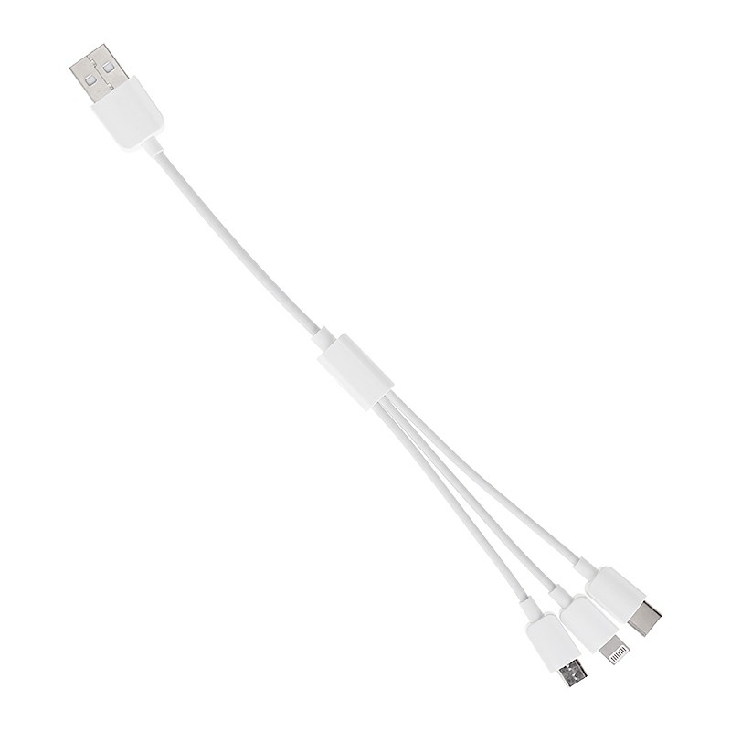 3 in 1 Universal Portable Type C Micro USB Android and 8 pin USB Charging Cable - 20cm
