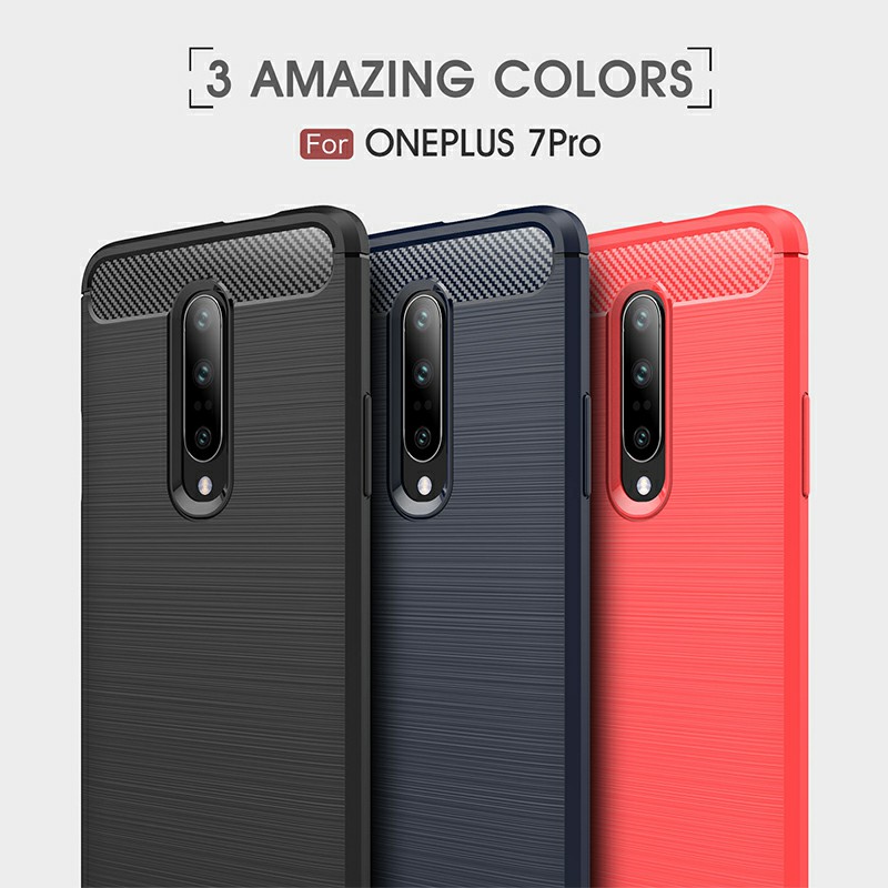 TPU Shockproof Carbon Fiber Soft Silicone Protective Case Back Case Cover for OnePlus 7 Pro