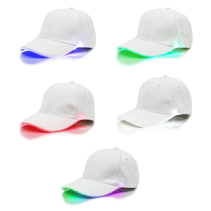 White Baseball Cap Light Up Hat Sports Travel Party Club Cap with LED Light Brim