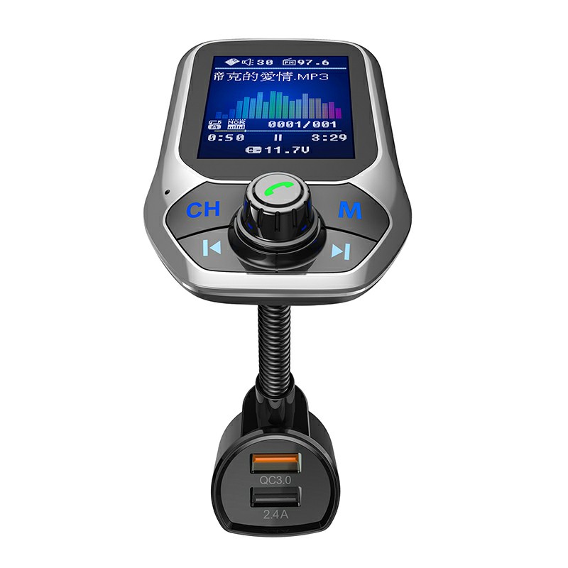 T43 Color TFT Screen Bluetooth Car Hands-Free USB Port 3 QC3.0 Fast Charging FM Transmitter MP3 Music Player