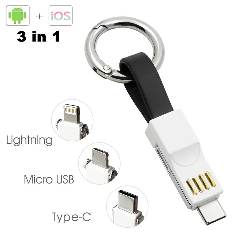 8 pin Micro USB Type C 3 in 1 Multi Short Small Charging Data Cable