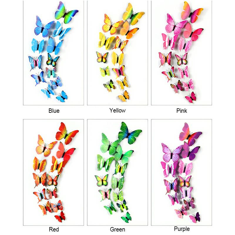 12 pcs Removeable 3D Butterfly Magnet Wall Stickers Creative Wall Decoration for Home Shop Party
