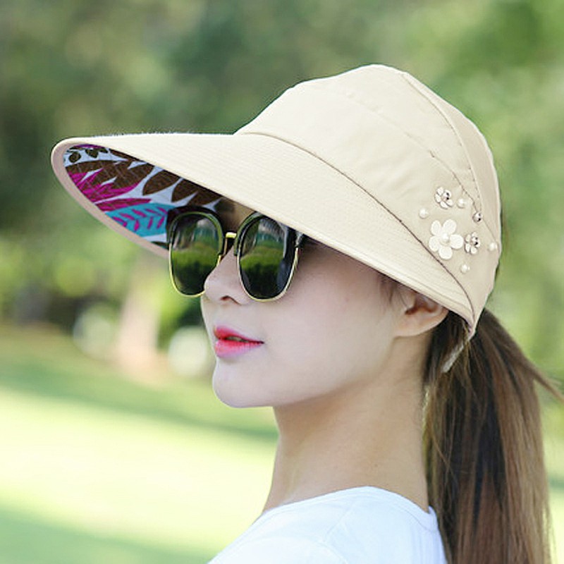 Adjustable Brimmed Sun Hat Summer Outdoor Travel Leisure Hats Foldable Anti UV for Women