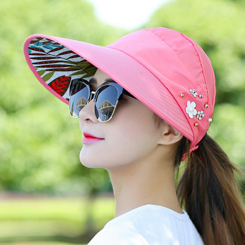 Adjustable Brimmed Sun Hat Summer Outdoor Travel Leisure Hats Foldable Anti UV for Women