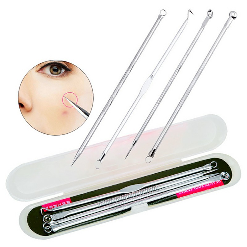 4 pcs/Set Acne Blackhead Removal Needles Stainless Beauty Face Clean Care Tools