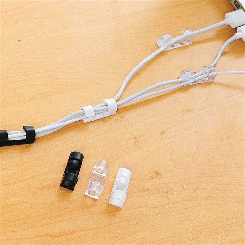 20pcs Self-adhesive Wire Retainer Clip Long Cord Wire Cable Plastic Clips
