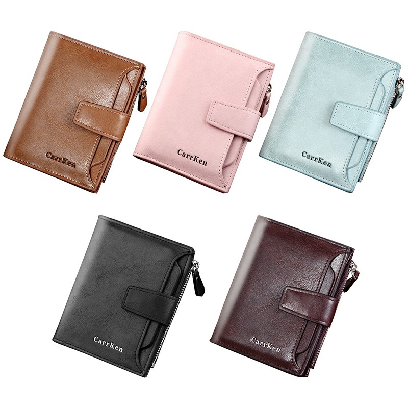 Zipper Type Leather Large Capacity Soft Wallet Coins Pocket Card Photo Holder Purse