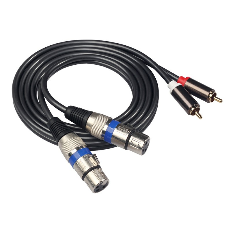 Dual Female XLR to 2 RCA Male Cable HIFI Audio Cables - 1.5m