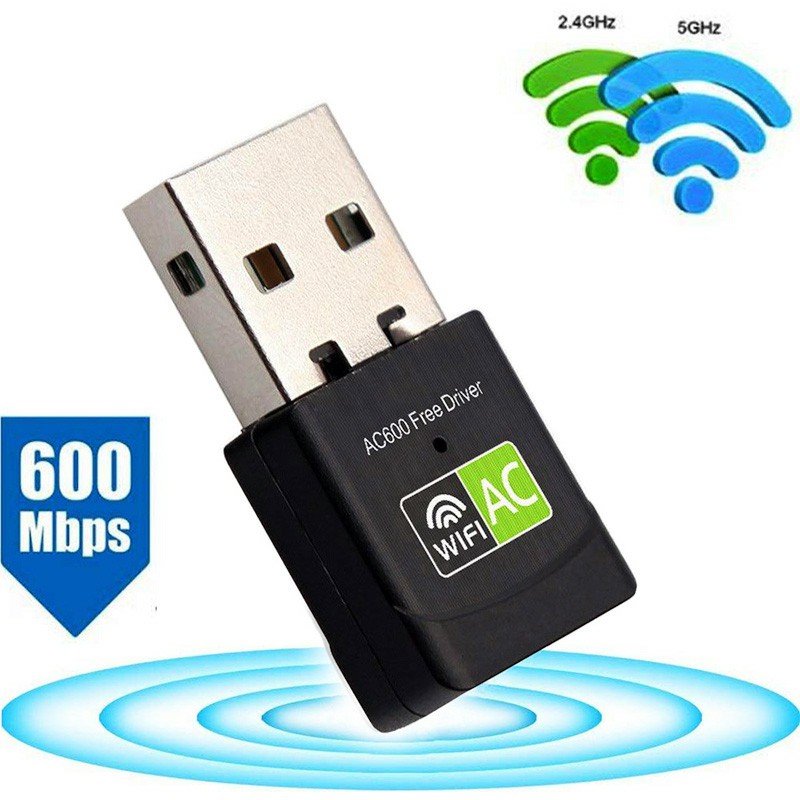 600Mbps Dual Band Wireless USB WiFi Adapter Dongle Driver Free AC600 2.4G/5G for PC Laptop Smart Phone Tablet
