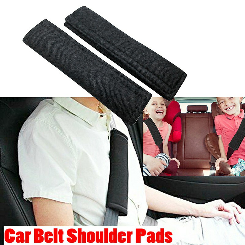 One Pair Kids Car Safety Seat Belt Vehicle Harness Shoulder Pad Cover Protection - Black