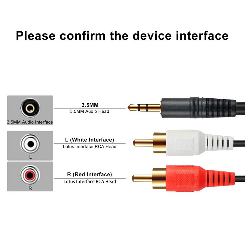 2 RCA to 3.5mm Audio Cable RCA 3.5mm Jack RCA AUX Connector Cable
