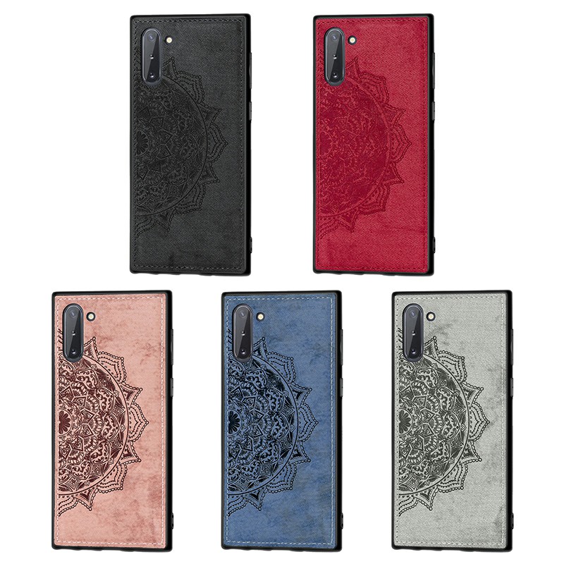 TPU Back Case Embossed Fabric 3D Printed Mandala Phone Cover for Samsung Galaxy Note 10