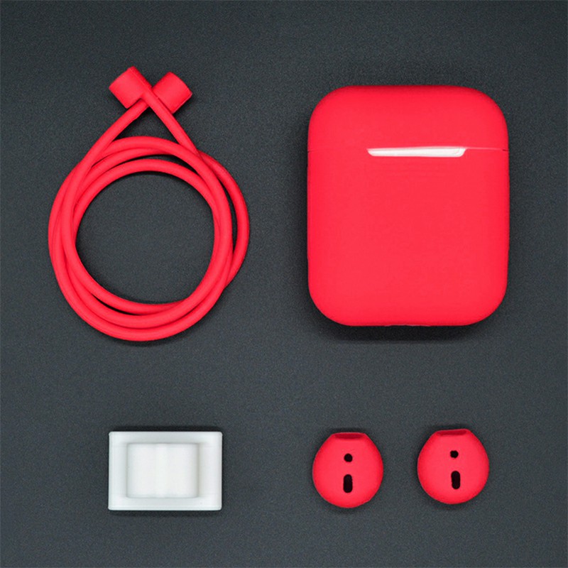 4 Piece Set AirPods Portable Silicone Protective Case Anti Rope Earbud Cover Hook Buckle Gadget