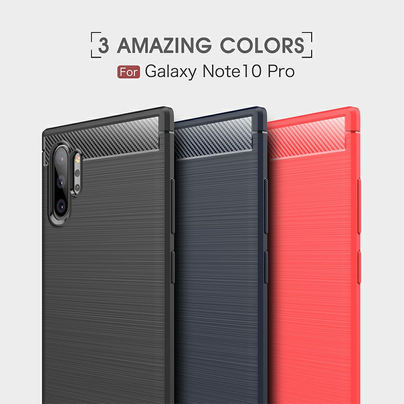 Silicone TPU Bumper Case Soft Case Cover Carbon Fiber Pattern for Samsung Galaxy Note 10 Plus