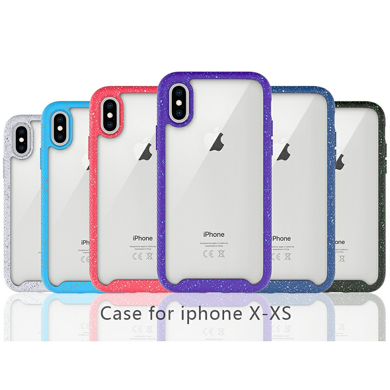 Hard PC Soft TPU Shockproof Case Cover with Shiny Frame for iPhone X/XS