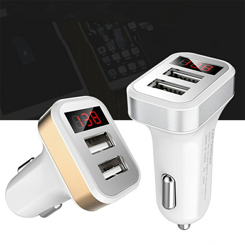Multifunctional Digital Display Voltage and Current Dual USB Car Charger for Smart Phone