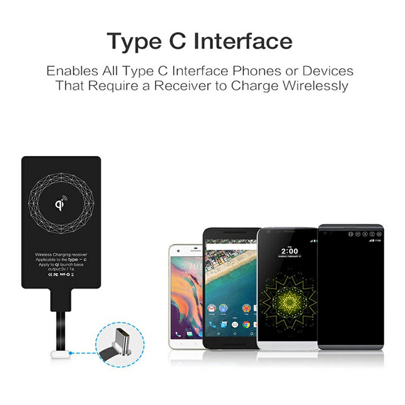 Type C Charging Receiver Patch Qi Wireless Charger Module Pad for USB C Cell Phone