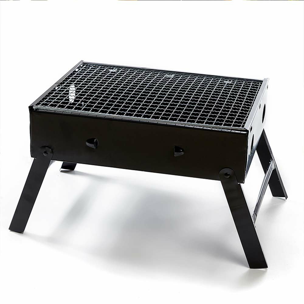 Large BBQ Steel Charcoal Barbecue Grill Collapsible Pullable Portable Outdoor Picnic Cooking Stove - Size S