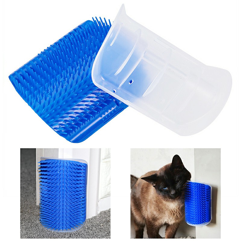 Pet Cat Dog Wall Corner Massage Self Groomer Rubber Comb Toy Brush Cleaner