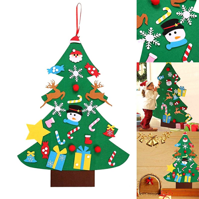 Children Kids DIY Christmas Tree Xmas Felt Decoration New Year Xmas Decoration Three-dimensional ornamental Tree
