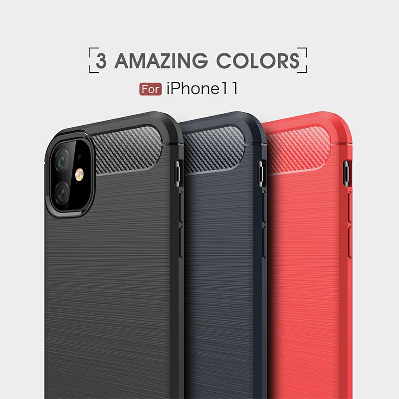 Ultra Thin Soft Silicone Bumper Case Carbon Fiber Phone Cover Back Case for iPhone 11