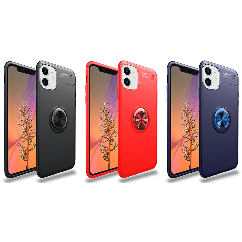 Magnetic Ring Holder Shockproof Protective Case Smooth Grip TPU Bumper Back Cover for iPhone 11