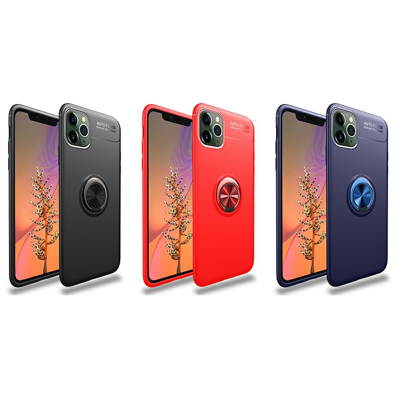 Smooth Grip Magnetic Ring Holder Shockproof Case TPU Bumper Cover with for iPhone 11 Pro