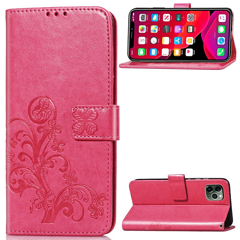 PU Leather Embossing Case Flip Stand Holder Wallet Card Case for iPhone 11 Pro Max
