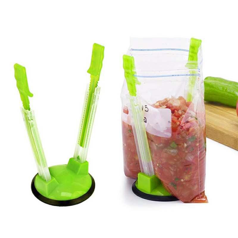 Clip-on Food Storage Bag Onto Holder Sandwich Bag Holder Ideal Plastic Kitchen Gadget Baggy Rack Holder