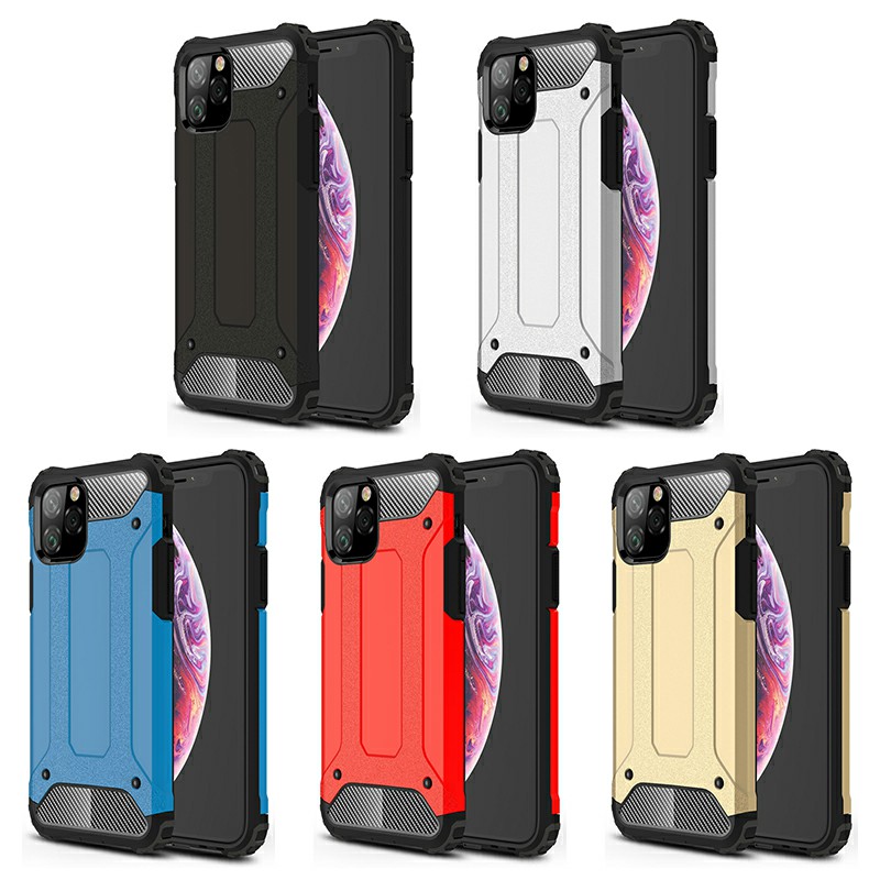 Rugged Armor TPU + PC Combination Phone Case Shockproof Hard Metal Back Case for iPhone 11 Pro