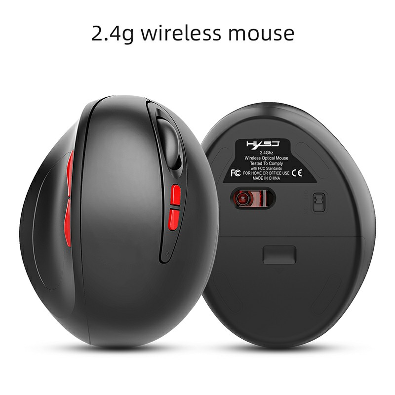 T33 2.4G Wireless Mouse 2400DPI Optical Ergonomic Vertical Mouse Mini Portable Mouse with USB Receiver - Black