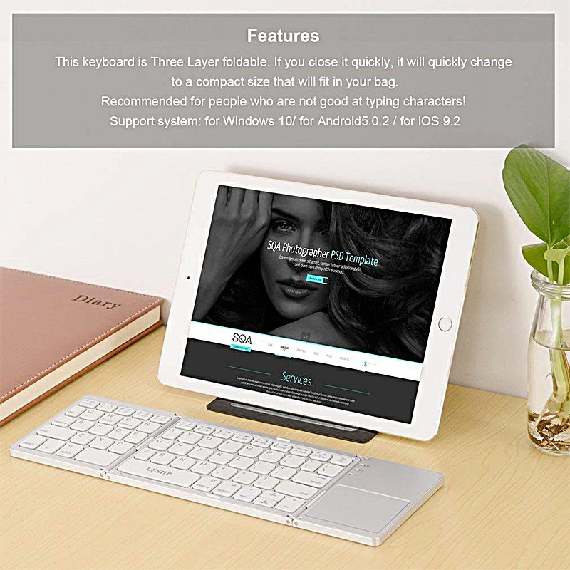 Multi Device Universal Wireless Bluetooth Keyboard Foldable Keyboard with Touch Pad for iOS Android Windows iPhone iPad Tablet MAC