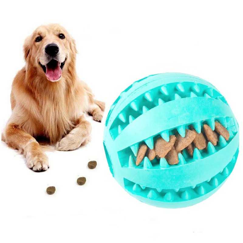 Nontoxic Bite Resistant Toy Ball for Pet Dogs Puppy Cat Pet Food Treat Feeder Chew Tooth Cleaning Ball Exercise Training Ball
