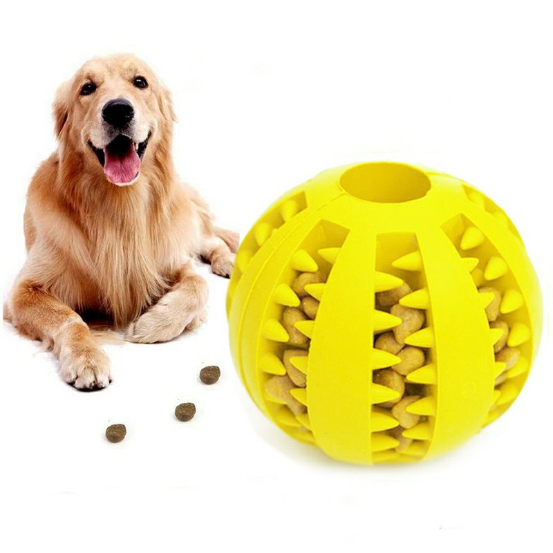 Nontoxic Bite Resistant Toy Ball for Pet Dogs Puppy Cat Pet Food Treat Feeder Chew Tooth Cleaning Ball Exercise Training Ball