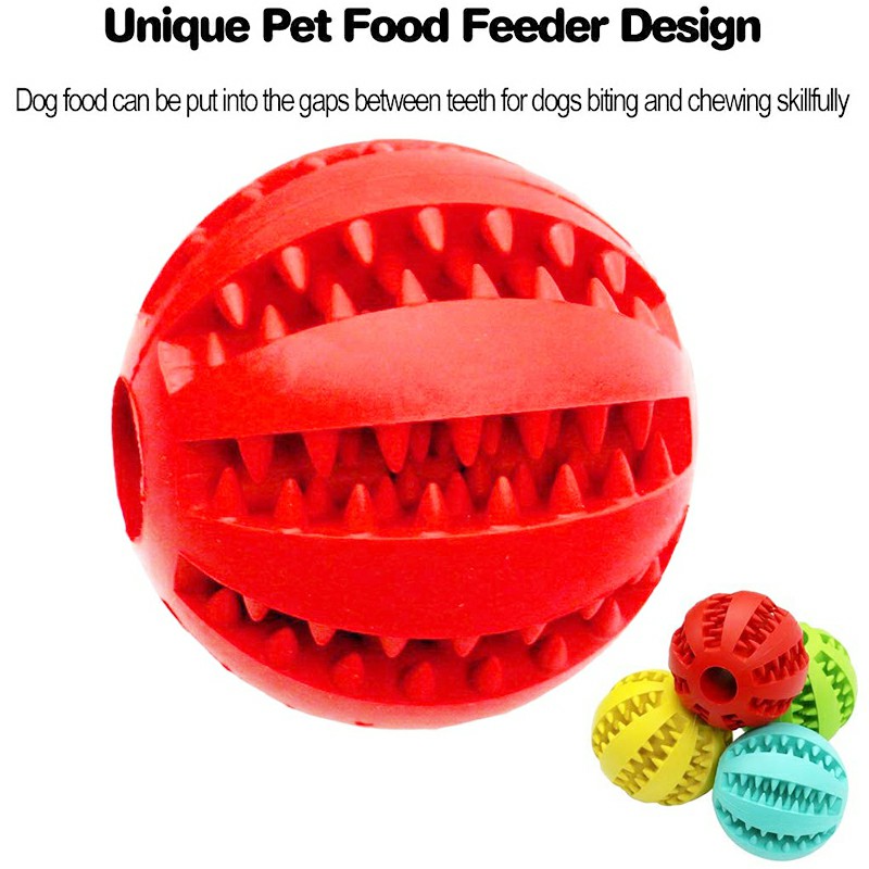 Nontoxic Bite Resistant Toy Ball for Pet Dogs Puppy Cat Pet Food Treat Feeder Chew Tooth Cleaning Ball Exercise Training Ball