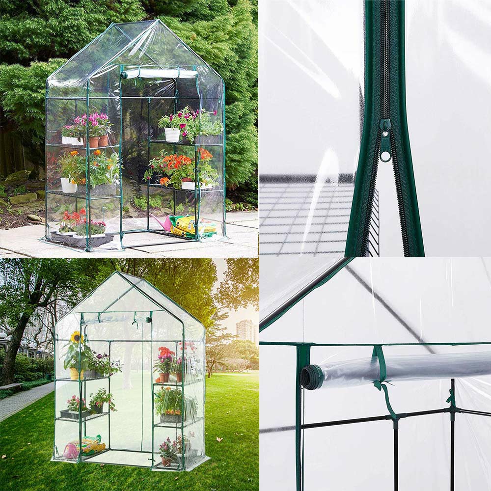 Heritage Garden PVC Greenhouses Outdoor Plant Grow Shelter Walk In 4-Tier Shelter House Greenhouse Grow Bag