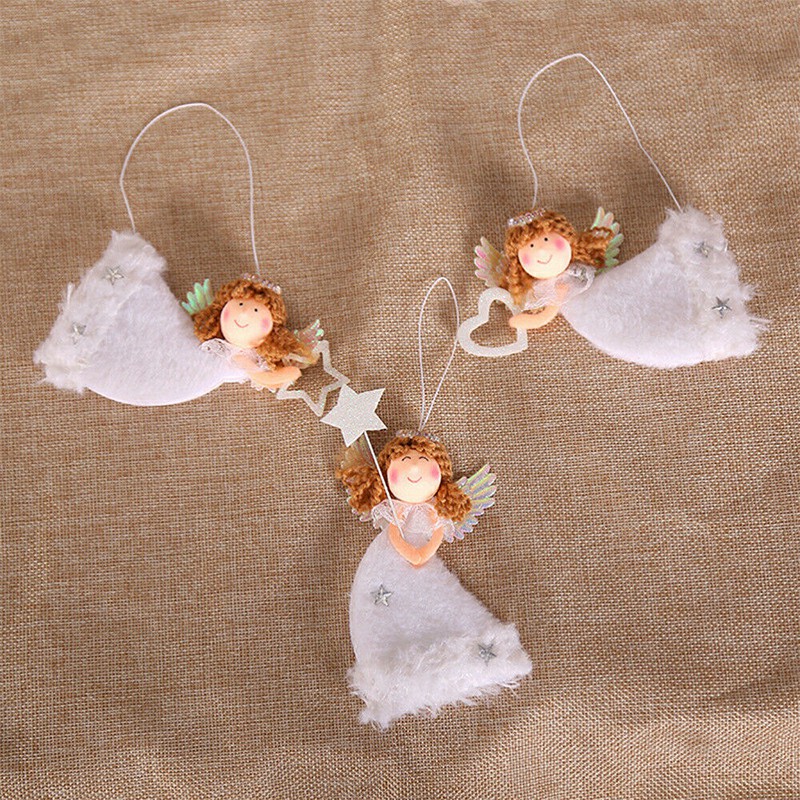 3pcs Creative Xmas Tree Ornaments Adorable Plush Flying Angel Craft Pendants Party Supplies Christmas Products