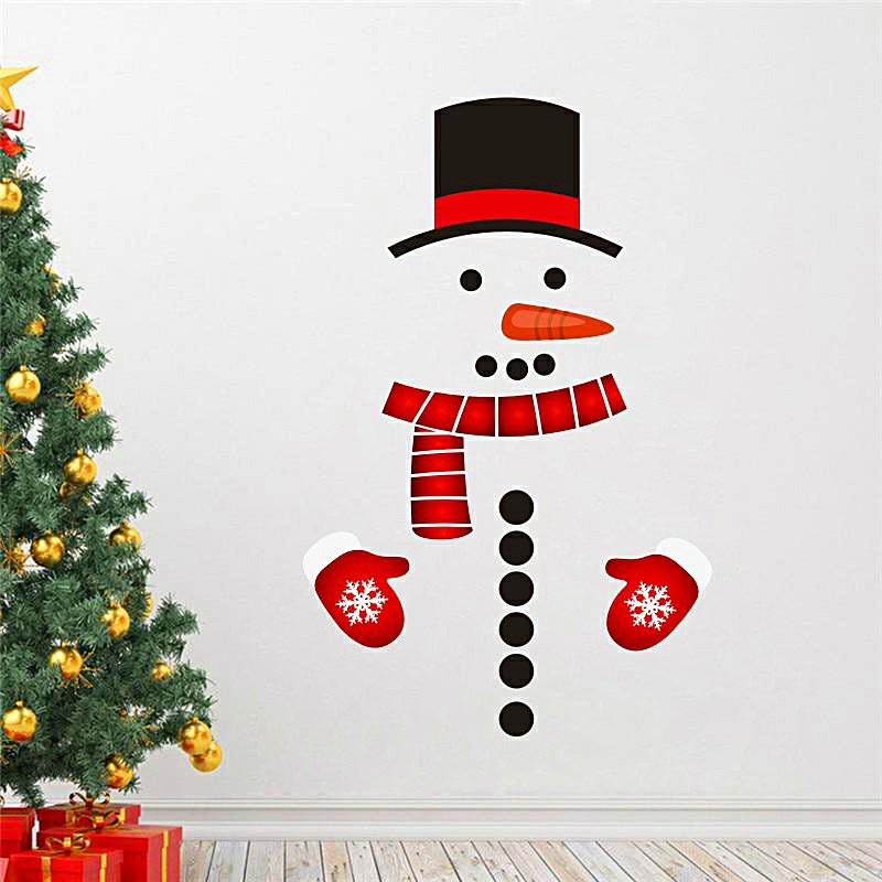Removable Snowman Fridge Door Decor Christmas Sticker Decal Novelty Funny Sticker Creative Xmas Window Glass Sticker