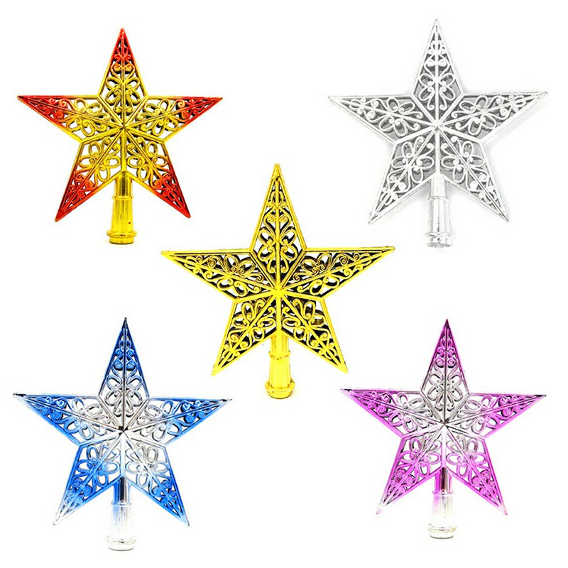 3D Hollow Out Five-pointed Star Colourful Ornament Home Mall Christmas Tree Top Decor Xmas Supply