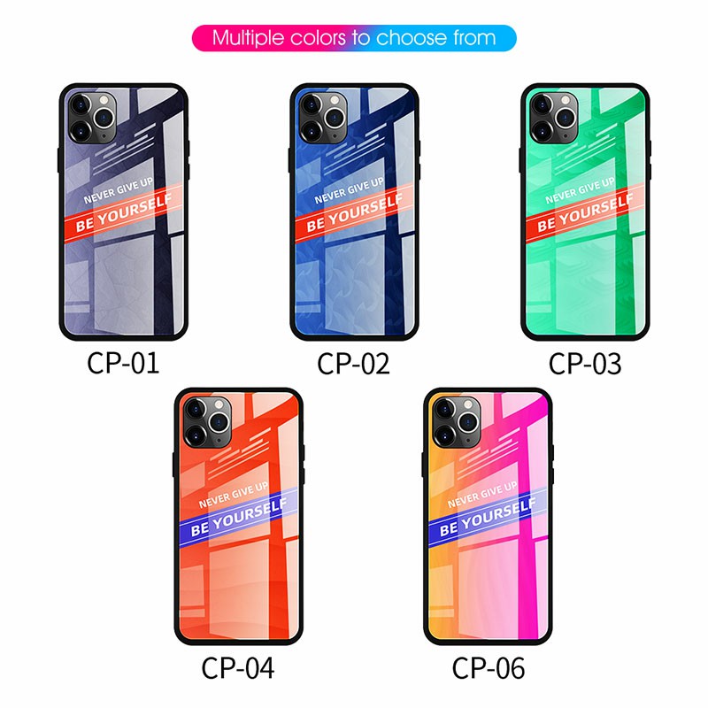 Tempered Gradient Stained Glass Phone Case Soft TPU Edge Drop Protective Smooth Cover for iPhone 11 Pro