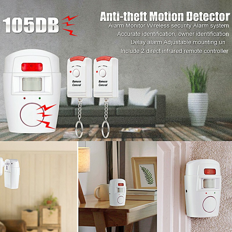 Door Alarm System Security System Motion Detector Sensor Wireless 105 dB Siren Infrared Remote Control Alarm