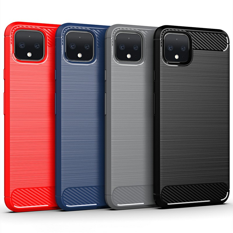 Soft TPU Bumper Shockproof Case Carbon Fiber Satin Protective Phone Back Cover for Google Pixel 4