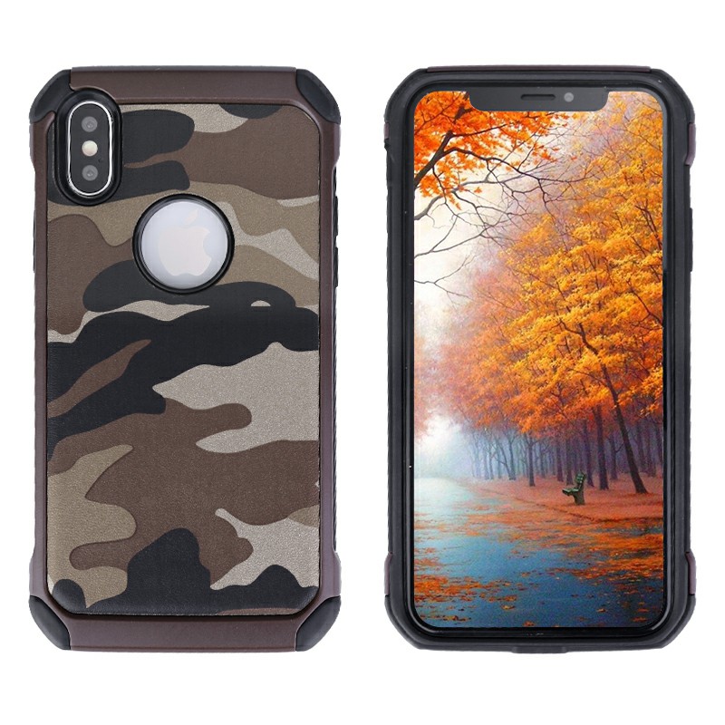 Soft Silicone Frame and Hard PC Phone Case Camouflage Back Case for iPhone X/XS