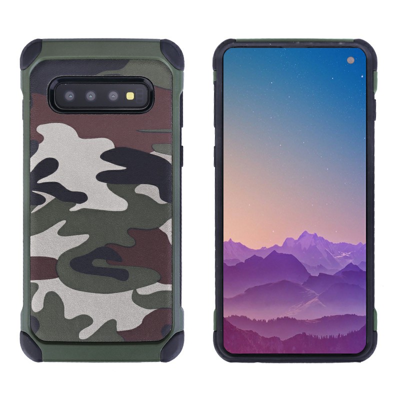 Army Camouflage Hard Case Soft Silicone Frame and Anti-knock Shockproof Back Cover for Samsung Galaxy S10